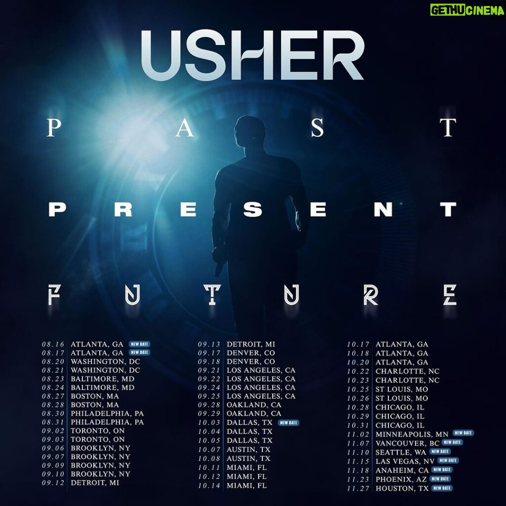 Usher Instagram - What can I say…I’m feeling ALL THE 🫶🏾 ya’ll! Let’s keep this party going, NEW CITIES ADDED to USHER: PAST PRESENT FUTURE & because ain’t nothin’ like them Georgia peaches 🍑… A-TOWN, I’m COMING HOME to kick it all off. Plus, 2 additional dates in Atlanta added!   Tickets on sale Friday, Feb 16 @ 10am local. Make sure U sign up for the fan presale starting Wed, Feb 14 @ 10am at #LinkInBio