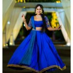Vaishnavi Arulmozhi Instagram - Just a swirl 💙💫 Lehanga: @designed_by_sindhu Jewellery: @new_ideas_fashions Shot by: @smilebookphotography #vaishnaviarulmozhi #vaishnavi