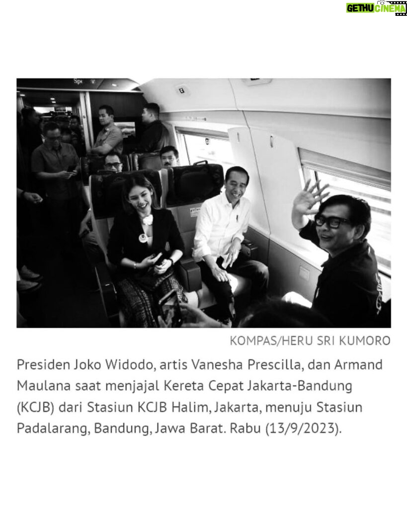 Vanesha Prescilla Instagram - akhirnya mampir lagi ke bandung!! tapi yang kali ini spesial karna diajak sama pak Presiden Jokowi sambil cobain kereta cepat yang sangat menyenangkaann! bersih, nyaman, bagus, dan hemat waktu karna total perjalanan jakarta-bandung kurang lebih cuma 45 menit, gapake macet macetan dan super cepetttt sampe 350km/h. terimakasih pak Jokowi ❤️🤍 Jakarta, Indonesia
