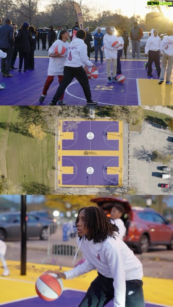 Vanessa Laine Bryant Instagram - 📍 CHICAGO 💜🤍🖤 was a special one! Thank you @jamalcrawford for joining @mambamambacitasports and @katconlon @DrinkBODYARMOR in unveiling our latest courts in honor of Kobe & Gigi 🙌 And thank you to all the girls and boys who came to show us what it means to #PlayGigisWay❤ #Mambacita #MambaForever