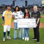 Vanessa Laine Bryant Instagram - LA Love @dodgers / @lakers Thank you for having us and supporting @mambamambacitasports 🖤🤍