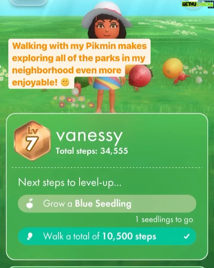 Vanessa Morgan Instagram - #ad Over here makin my morning walk more entertaining 😋 Never had more fun reaching my daily goal of hitting 10,000 steps than I have with my @pikminbloom Cutest new app. #PikminBloom #10KWalkWithPikmin #communityday 🌸