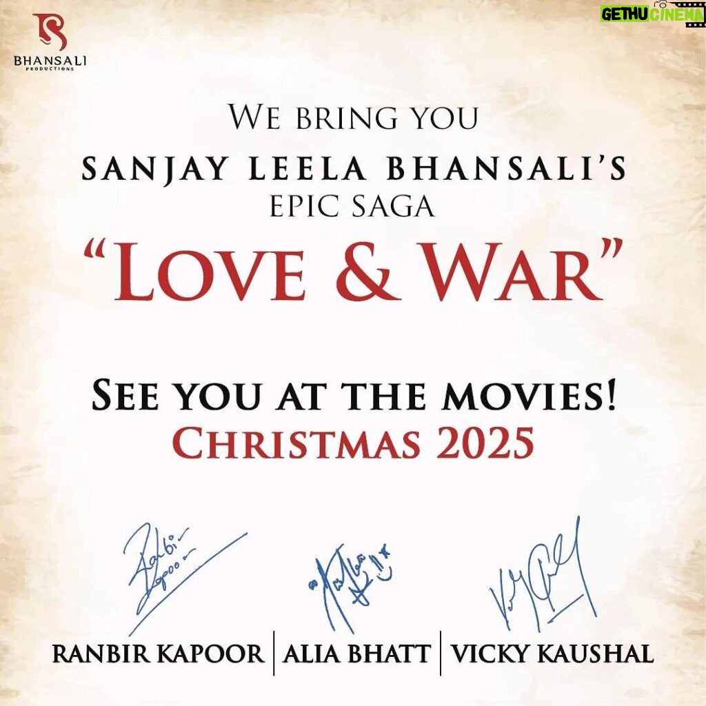 Vicky Kaushal Instagram - An eternal cinema dream has come true. ❤✨ #SanjayLeelaBhansali #RanbirKapoor @aliaabhatt @prerna_singh6 @bhansaliproductions #LOVEandWAR