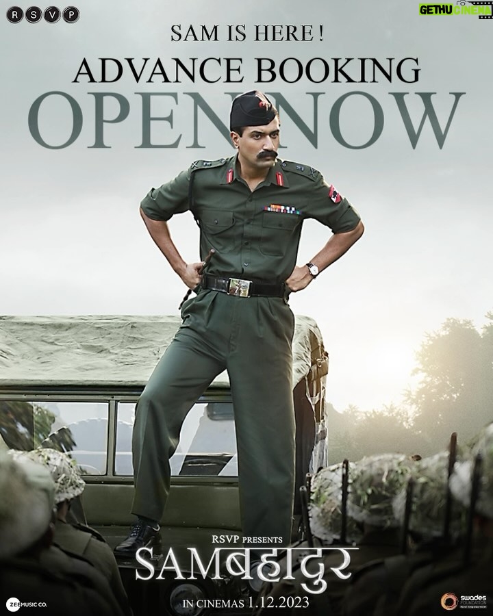 Vicky Kaushal Instagram - Get ready to witness the journey of a soldier with unwavering dedication, courage and resilience spanned over four decades and five wars! Advance Booking Now Open! Link in bio. #Samबहादुर in cinemas 1.12.2023 #SamIsHere #SamBahadur @meghnagulzar @sanyamalhotra_ @fatimasanashaikh @ronnie.screwvala @mohdzeeshanayyub @neerajkabi @realgovindnamdev @aanjjan.srivastav @bhavani.iyer @ishantanus @rsvpmovies @maharrshshah @zeemusiccompany