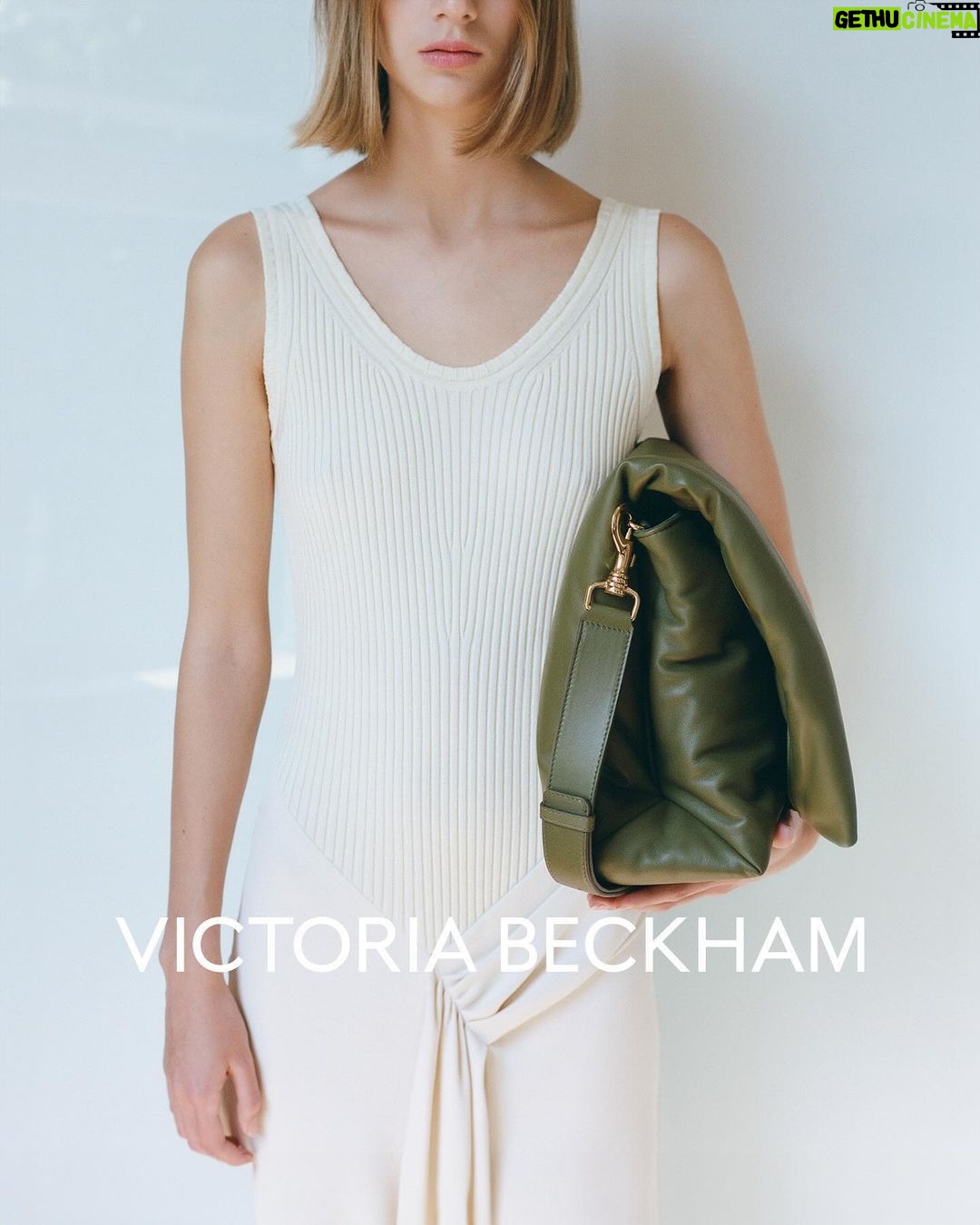 Victoria Beckham Instagram - Supple Nappa leather and a pillow-like construction bring a tactile element to the modern wardrobe. Shop the new Puffy #VBChain in Khaki at VictoriaBeckham.com and at 36 Dover Street. #VBPSS24