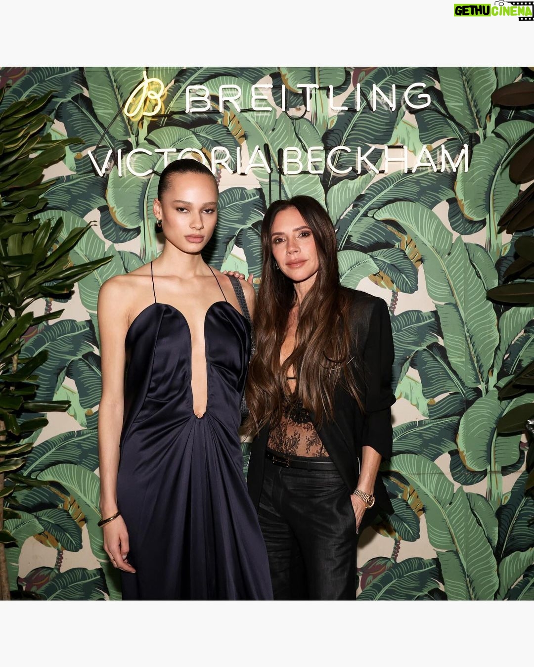 Victoria Beckham Instagram - Such an amazing evening celebrating the new Victoria Beckham x @Breitling collection in NYC!! I’m wearing my signature #VBSS24 tailored suit (coming soon!) and B Frame Belt! Kisses @KatieHolmes @HelenaChristensen @AnnemaryAderibigbe @IsabelaGrutman xx