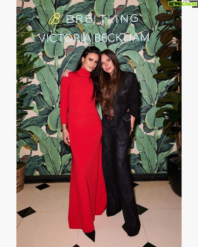Victoria Beckham Instagram - Such an amazing evening celebrating the new Victoria Beckham x @Breitling collection in NYC!! I’m wearing my signature #VBSS24 tailored suit (coming soon!) and B Frame Belt! Kisses @KatieHolmes @HelenaChristensen @AnnemaryAderibigbe @IsabelaGrutman xx