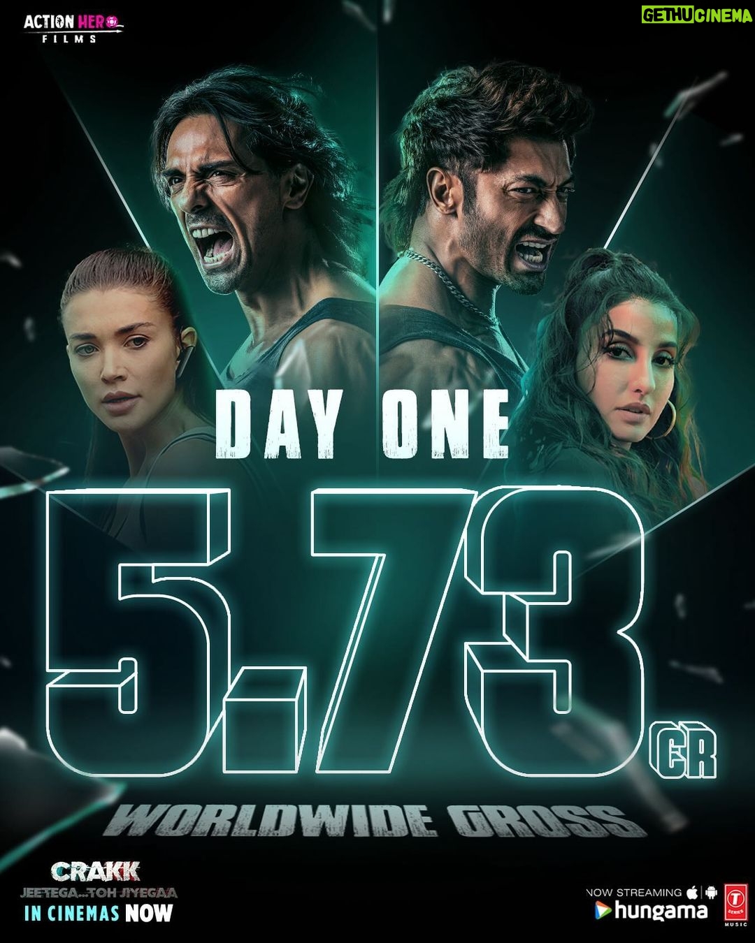 Vidyut Jammwal Instagram - With your support, crakking at the box office 🥰 Watch #CRAKK - Jeetegaa Toh Jiyegaa, in cinemas now! Book your tickets, link in bio! @norafatehi @rampal72 @iamamyjackson @ankittmohan @its_jamielever @bijayanand @rajendra_shisatkar #ShalakasPawar @abbassayyed77 @actionherofilms @Tseries.official #CrakkInCinemas #JeetegaaTohJiyegaa