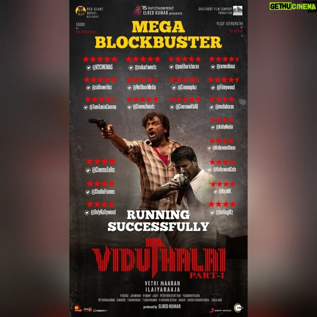 Vijay Sethupathi Instagram - Director #VetriMaaran 's #ViduthalaiPart1 now in theatres near you. #ViduthalaiPart1SuperHit
