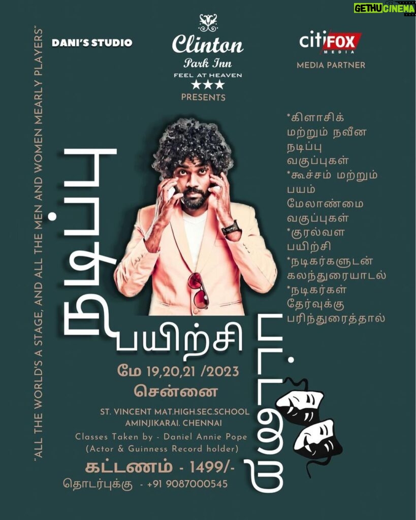 Vijay Sethupathi Instagram - Happy to release this poster for the upcoming Theatre Acting Workshop being held on May 19, 20, & 21/2023. Congrats @actordanielanniepope @clintonparkinn @citifoxmedia