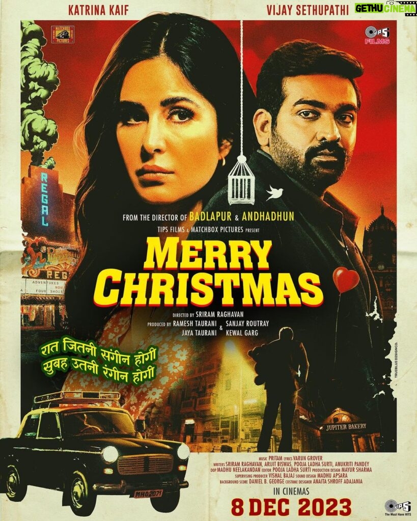 Vijay Sethupathi Instagram - Christmas comes even earlier this year!! Be ready to feel the chills and thrills of Sriram Raghavan's #MerryChristmas, NOW ON 8th DECEMBER, in the cinema halls near you. #SriramRaghavan @tipsfilmsofficial @matchboxpix @rameshtaurani @sanjayroutraymatchbox @jaya.taurani #KewalGarg @katrinakaif @actorvijaysethupathi @sanjaykapoor2500 @pathakvinay #TinnuAnand @radhikaofficial @pratimakannan @ashwinikalsekar @gayathrieshankar #PariSharma @ipritamofficial @vidushak #PoojaLadhaSurti #ArijitBiswas #AnukritiPandey #MadhuNeelakandan @mayursharma22011 #MadhuApsara @vishal_bajaj_1603 @daniel.b.george @anaitashroffadajania @radhika_sarathkumar #KavinBabu @actor_shanmugaraja #RajeshWilliams @yughabharathi #ThiagarajanKumararaja #PratheepKumarS @abduljabbar_offl #PrasannaBalaNatarajan @latatudinal @mayursharma22011 #MadhuApsara @imdeepavenkat @gopiprasannaa Music on @tips @tipstamilofficial