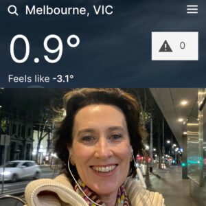 Virginia Trioli Instagram - Not smiling - my face just froze this way. Get up Melbourne, it’s bloody freezing! #melbourne #winter #itscoldoutside #keepmoving