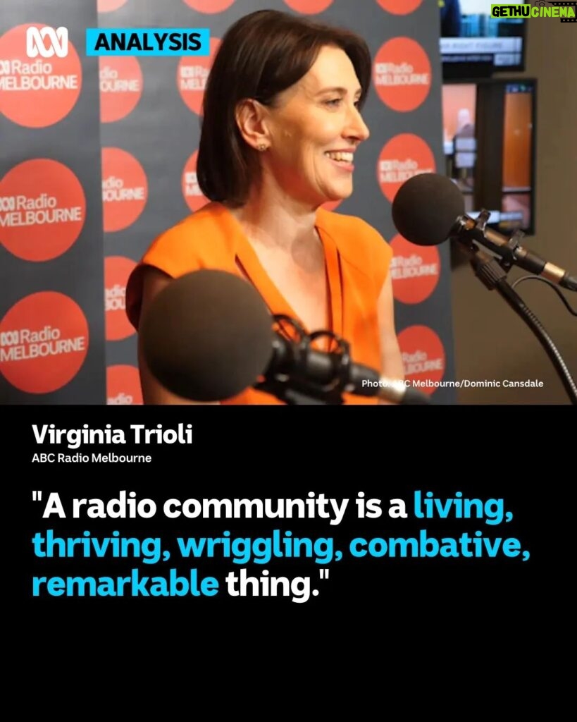 Virginia Trioli Instagram - Even as Virginia Trioli says goodbye to radio, she knows its power to reconnect people. In four short years, it feels like everything has changed, but one thing is constant – the conversations and connection to an audience in radio is stronger than anywhere else, she writes. To read the full story, see our link in bio. #ABCNews #Radio #Melbourne