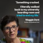 Virginia Trioli Instagram - Maggie Dent is often referred to as the 'queen of common sense'. She's a successful author, the host of her own parenting advice podcast, and has raised four sons of her own. But she tells Virginia Trioli that a dark impulse at university almost ended her life. Check out the link in our story for the full episode of You Don’t Know Me. #mentalhealth #parenting #podcast