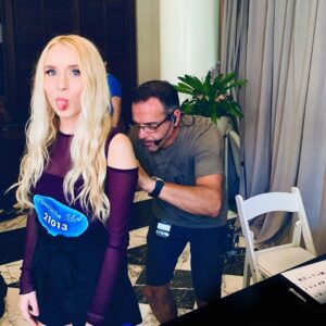 Vivian Hicks Instagram - Getting mic’d up for my @americanidol audition!! 🤩 I’m so excited and totally nervous to sing for these iconic judges!! I’m still in total awe that I’ve been given this amazing opportunity! I can’t wait to share more as time progresses! Soo much to tell all of you!! Which celebs/influencers would you like to meet given the opportunity?