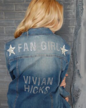Vivian Hicks Instagram - “He’s so Hollywood On top of the world “.........finish the lyric to my original song #fangirl Photoshoot with @me.n.u ⭐️ Loving my custom jean jacket swipe left ↔️ to see !!! stay tuned for more shots from my shoot !  #photoshoot #menukids #fashion #mintroomstudios