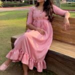 Viviya Santh Instagram - Pink dress/ kurti with gathers are yoke and bottom. Price: Rs.1399/- Shipping extra. Ft. @viviyasanth Location: @kalathillakeresort #dress #confortableclothing #pinkdress #kurti #fashion #style #instaonlineshopping #onlineshopping #pink