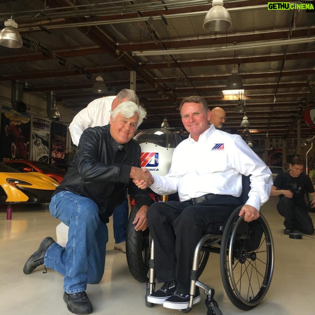 Wayne Rainey Instagram - Had a great time visiting @jaylenosgarage today for an upcoming feature on @motoamerica for his YouTube channel. #motoamerica #jaylenosgarage