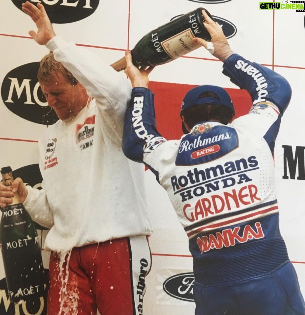 Wayne Rainey Instagram - Champagne never felt so good! #motoamerica #1stworldchampionship #moet #motogp