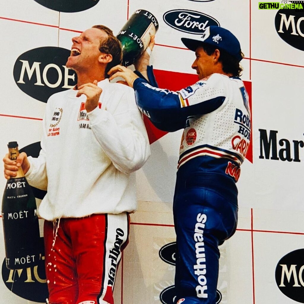 Wayne Rainey Instagram - I know where I was 30 years ago! Czech GP ‘90!! Celebrating first World Championship @therealwaynegardner @motogp @motoamerica