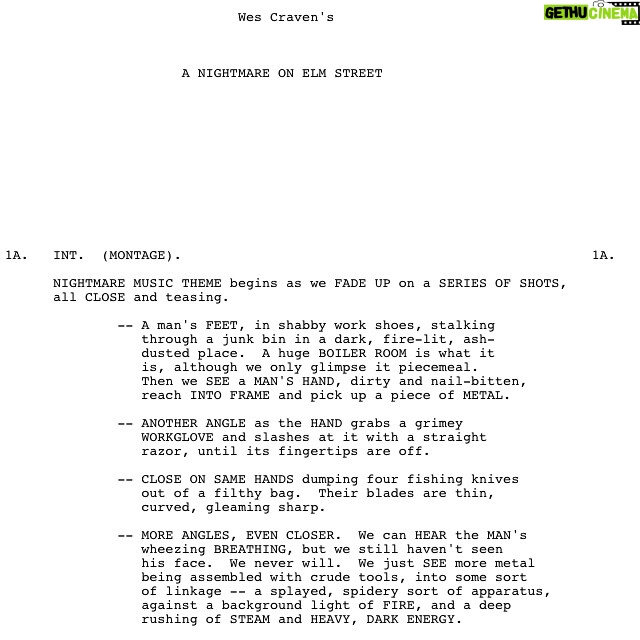 Wes Craven Instagram - #30YearsofNightmare The script was pitched for 3 years before being picked up. New Line Cinema, which was a tiny, independent studio at the time, finally picked up the script after everyone else said no one would be frightened by a movie about dreams. I still have at least one of the rejection letters to prove it. #NightmareonElmStreet #FreddyKrueger