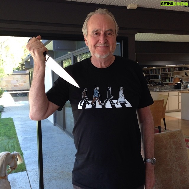 Wes Craven Instagram - Wearing my @redbubble t-shirt, "Stabby Road." http://www.redbubble.com/