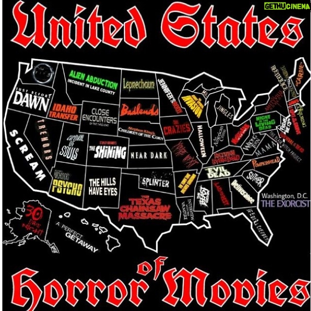 Wes Craven Instagram - Found this courtesy of @peoplemag and Reddit user ubermatze. Who delivers nightmares in your state? #horror