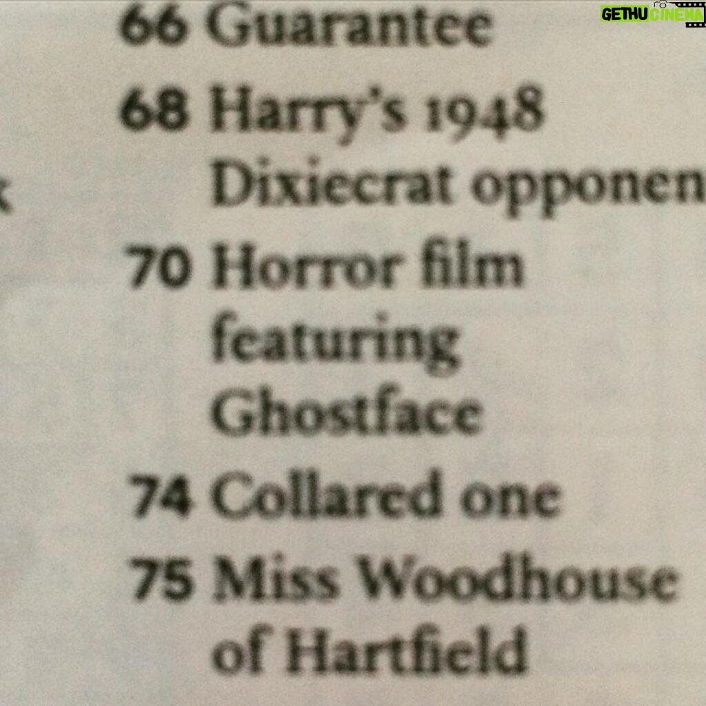 Wes Craven Instagram - Can you solve 70 across in today's @NYTimes magazine? #crosswords