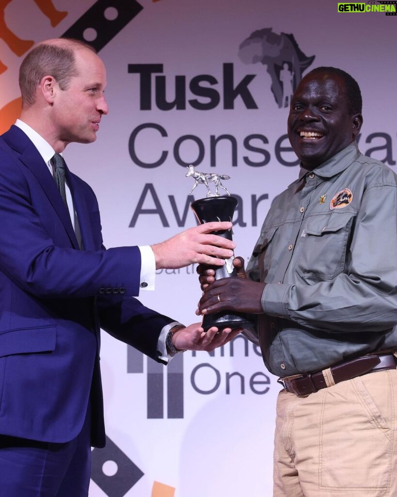 William, Prince of Wales Instagram - Proud to be the Patron of @tusk_org! Well done to all the winners for your commitment to conservation. Your dedication to protecting Africa’s wildlife is truly inspiring. Tonight’s #TuskConservationAwards winners: Prince William Award for Conservation in Africa - Ekwoge Abwe (Cameroon) From brokering alliances to remedy historical conflicts, to contesting logging plans in one of the largest intact rainforests in one of Africa’s biodiversity hotspots, Ekwoge Abwe has given a lifetime’s work to securing a better future for his country’s people and wildlife. - The Tusk Award for Conservation in Africa - Fanny Minesi (Democratic Republic of the Congo) A determined advocate for nature and people, Fanny Minesi rescues endangered bonobos from poachers, gives them sanctuary, and rewilds them in the rainforests of the DRC - Tusk Wildlife Ranger Award - Jealous Mpofu (Zimbabwe) A home-grown hero, Jealous has dedicated his working life to protecting the painted dogs in and around Hwange National Park. He knows each dog as an individual - they are “his dogs”. London, United Kingdom