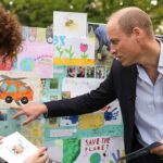 William, Prince of Wales Instagram - Presenting the Blue Peter ‘big badge wall’, featuring drawings and letters sent in by the viewers. Watch Blue Peter’s 65th birthday special, with @itsjoelm and @princeandprincessofwales on @bbciplayer now. 📸 1-3: Andy Parsons / Kensington Palace. 4: @bbcstudios