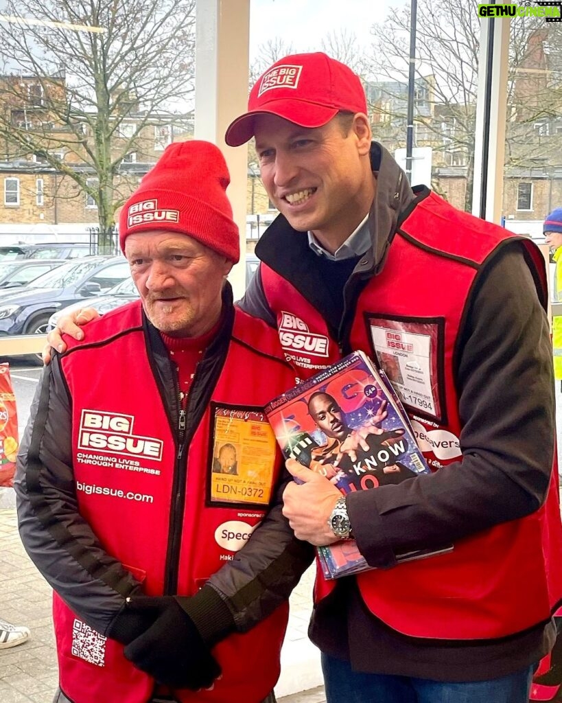William, Prince of Wales Instagram - Great to be back with Dave, selling the latest edition of the @bigissueuk once again! Find your nearest vendor this festive season: bigissue.com/vendors London, United Kingdom