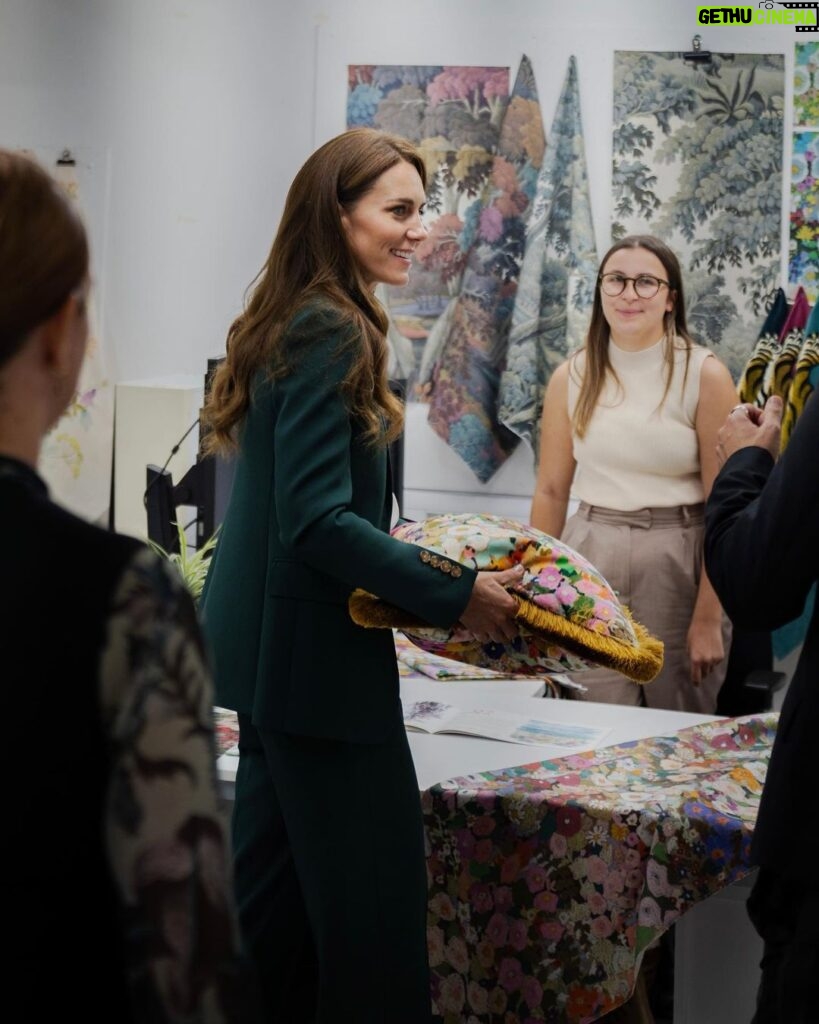 William, Prince of Wales Instagram - Brilliant to see the close-knit partnership between @standfastandbarracks and @houseofhackney here in Lancaster. Together they're looking to the future of the textiles industry through innovation and education. Apprentices trained here learn skills in design, colouration, separation and engineering, and are part of the next generation taking textiles forward. Lancaster, Lancashire
