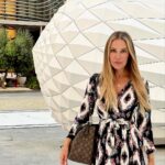 Xenia Seeberg Instagram – Good morning everyone. The Opera district. Our new neighborhood! How do you like the cone art behind me? Have a nice weekend my friends. 
#dubai #burjkhalifa #dubaiopera #downtowndubai #dubaidowntown The Opera District