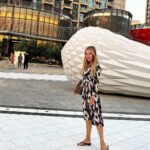 Xenia Seeberg Instagram – Good morning everyone. The Opera district. Our new neighborhood! How do you like the cone art behind me? Have a nice weekend my friends. 
#dubai #burjkhalifa #dubaiopera #downtowndubai #dubaidowntown The Opera District