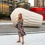 Xenia Seeberg Instagram – Good morning everyone. The Opera district. Our new neighborhood! How do you like the cone art behind me? Have a nice weekend my friends. 
#dubai #burjkhalifa #dubaiopera #downtowndubai #dubaidowntown The Opera District