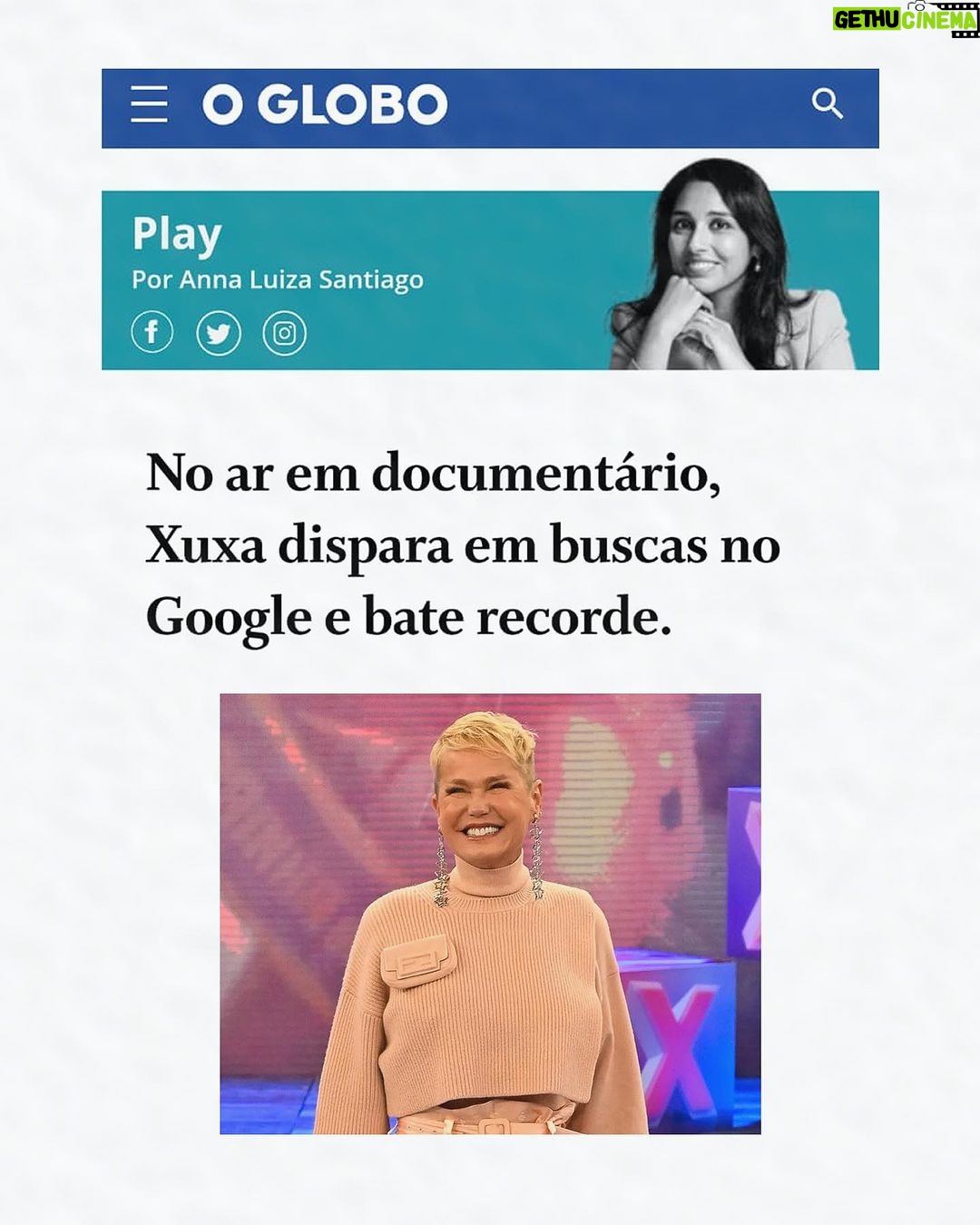 Xuxa Instagram - Nossa gente, tô tão feliz com o resultado de tudo que tá acontecendo comigo... SEMPRE disse que sou uma privilegiada, amada por Deus. Obrigada por tudo, esse post é GRATIDÃO! Que Deus devolva em dobro tudo que tô recebendo (isso serve pros haters tb hehehe) 💋