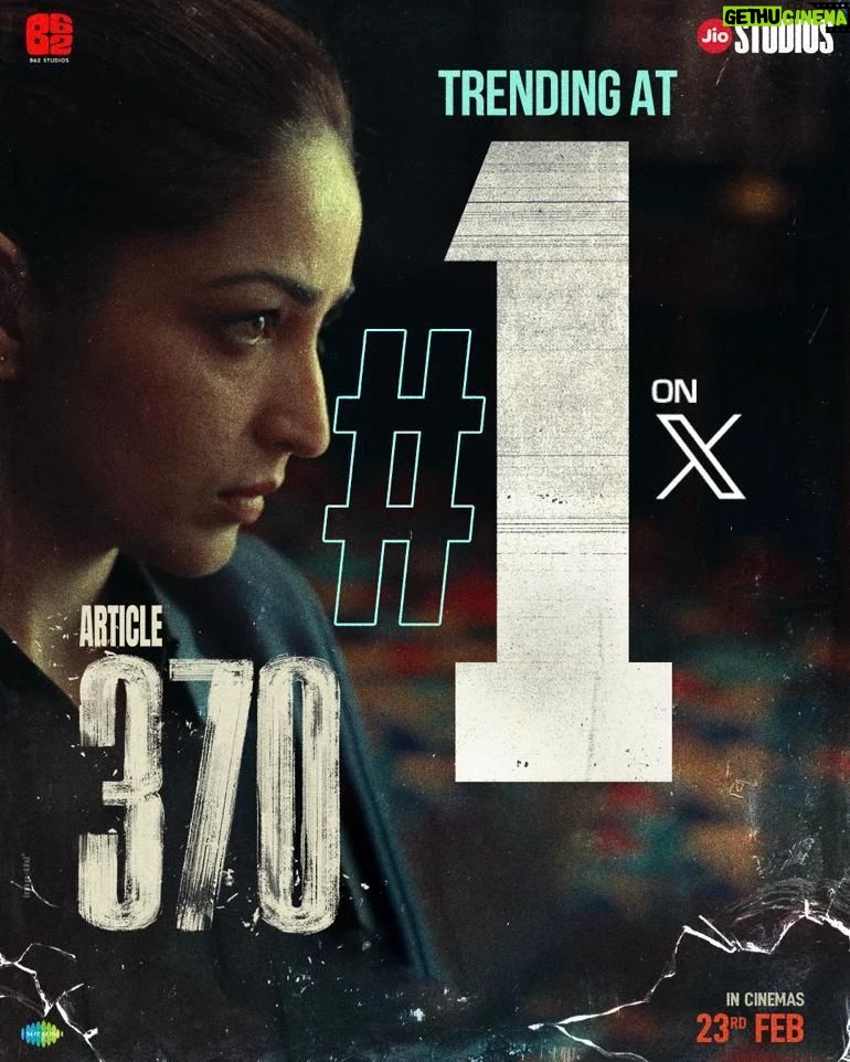 Yami Gautam Instagram - All eyes are on #Article370! As it's trending at #1 on @twitter Have you seen the teaser yet? #Article370Teaser out now. (Link in bio) Releasing in cinemas on 23rd Feb. @pillumani @vaibhav.tatwawaadi @siyaramkijai #KiranKarmarkar @rajarjunofficial @skand_thakur @ashwinikoul93 @ashwani.1204 @divyasethshah @sumitkaul10 @chakramaditya #JyotiDeshpande @adityadharfilms @dhar_lokesh @officialjiostudios @b62studios @saregama_official @the_willing_fundamentalist @arj.writer @aarshvora @puneetwaddan @shashwatology @shivkumarpanicker @sidvasanity @mukeshchhabracc @yantrapd @veerakapuree
