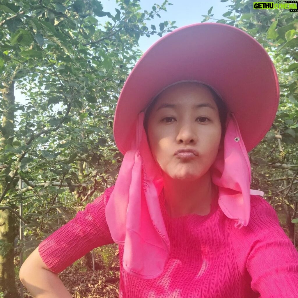 Yoon Ji-min Instagram - 농활스웩 . . #부모님 #사과농장 #일손돕기 #농활 #스웩 #마스크 #짐캐리 같대요 ㅋㅋㅋ