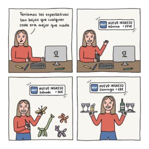 Yorokobu Instagram - Esta galería es solo un snack de todas las dificultades que tienen los jóvenes para incorporarse al mundo laboral y para mantenerse en él sin precariedad. Podríamos seguir con más crisis y movidas, pero mejor lo dejamos para otro capítulo, ¿no, @lauraarbol_? 😵‍💫

Este post está patrocinado por @bbva_espana y su cuenta joven con la que intentan que esta situación sea menos difícil. Puedes abrirla sin tener que domiciliar nómina ni recibos, es todo 100% online y su tarjeta débito no tiene comisiones ni condiciones de mantenimiento. #CompromisoBBVA