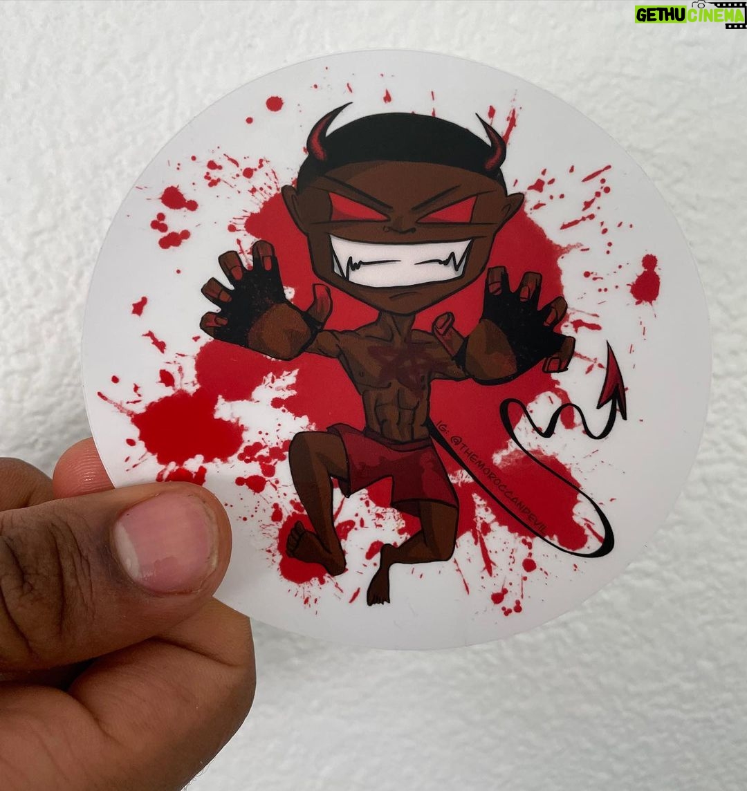 Youssef Zalal Instagram - The Moroccan Devil now on a sticker 🇲🇦😈 Clear, weatherproof, durable vinyl $5 a pop ($6 to mail it). DM me or find me @factoryxmuaythaimma to get yours while we got em! They’re going fast and this is a limited run. #themoroccandevil