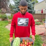 Youssef Zalal Instagram - Last harvest 😁 @pleokatra making take pictures 👀😂❤️ #thezalalgarden #veggies Denver, Colorado