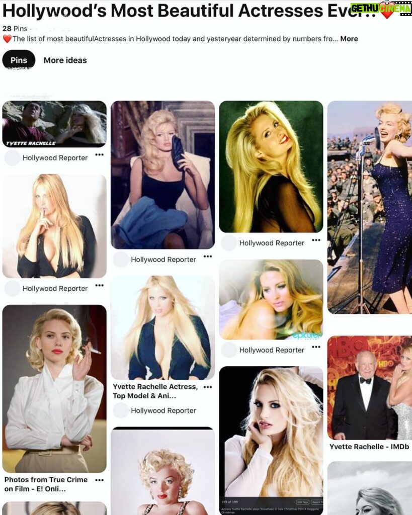 Yvette Rachelle Instagram - ⚘⚘Many thanks for the cool fan that just shared this #pinterest #pinterestinspired post from #Hollywood Magazine 😎 from Google and #Ranker including yours truly with the #beautiful #Moviestars of today and bygone era of Hollywood.They include the legendary #marilynmonroe , the #bombshell #brigittebardot ,the fabulous #RitaHayworth, the cool #scarlettjohansson , the iconic #gracekelly and more. Great honor indeed! #Happy day everyone #staysafe #avoidcrowds #wearamask #smilemore 😁 😁😁😁😁😁😁😁😁😁😁😁😁😁😁😁😁😁😁😁 #Peace & Love #YvetteRachelle #Actress #animallover #Topmodel #Doglover 🐶🐶🐶