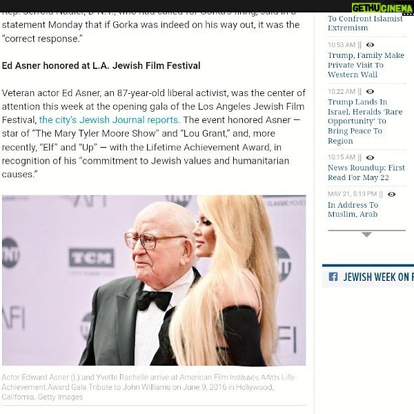 Yvette Rachelle Instagram - Congrats to my Co #Star #Actor #EdAsner #Famous thespian Star of #Disney Film #UP #WillFerrell #Elf #TV #Snow #MaryTylerMooreShow My #AnimalActivist and humanitarian buddy Ed was honored with the Lifetime Achievement Award iat the #LA #Jewish #Film #Festival of his commitment to Jewish values and #humanitarian causes from #Autism to #Wildlife Charity #defendersofwildlife #Defenders Way to go Ed you deserve This! #Peace #Actress #TopModel #Swedish #Supermodel #YvetteRachelle
