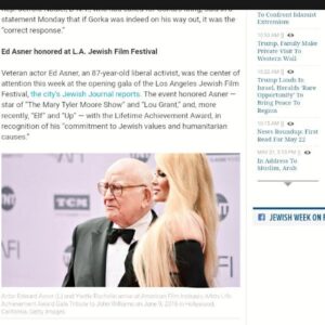 Yvette Rachelle Instagram - Congrats to my Co #Star #Actor #EdAsner Star of #Disney film #UP #WillFerrell Film #Elf #TV show #MaryTylerMooreShow honored for  the Lifetime Achievement Award at the  #LA  #Jewish #Film #Festival #TimesofIsreal #JewishWeek  My #AnimalActivist buddy received the honor in recognition of his commitment to Jewish values and #humanitarian  causes.Bravo Ed 😃😃😃 #Peace #Actress #TopModel #Swedish #Supermodel #AnimalLover #YvetteRachelle