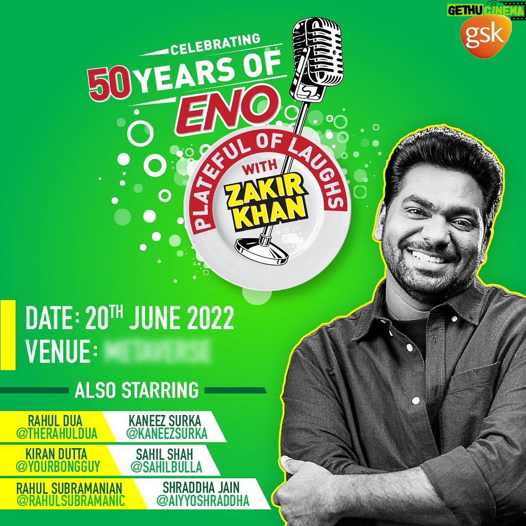 Zakir Khan Instagram - @eno_india ko ho gaye hai 50 saal. Ispar hum karne waale hai kuch khaas dhamaal. Aur kuch aisa karenge ki maze aajayenge aapko, aisa kuch dekha nahi hoga pahle , Keep watching this space to find out. #Enoturns50 #EnoPlatefulOfLaughs #ad @rahulsubramanic; @therahuldua; @sahilbulla; @kaneezsurka; @aiyyoshraddha; @yourbongguy