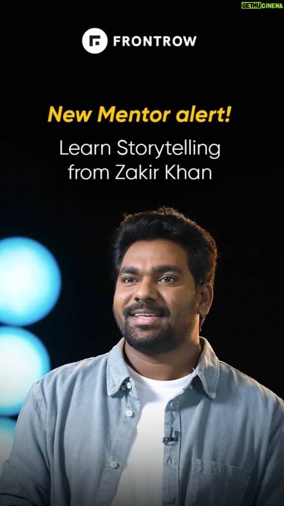 Zakir Khan Instagram - Alfaazon ko moh lene waale quisse kaise banaye? Isi pe humne aur @getfrontrow ne yeh course banaya hai 💜 Check out the link in bio to know more! ⚡️ #GetFrontRow #StorytellingwithZakir