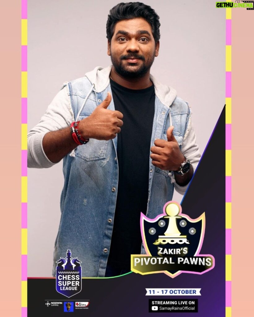 Zakir Khan Instagram - Hiii Guyyss! Get ready for some intense action that’s going down at the Chess Super League from 11th - 17th October where I’m going to lead the Pivotal Pawns for a chess league like never before. Tune in live to watch the league on @maisamayhoon YouTube channel everyday 8 PM onwards. We got this team, let’s go! @chesssuperleague @nodwingaming @sagarshah | @dingliren_chess @zhansaya_abdumalik @abhijeetgupta1610 @bhaktichess @arjunkalyan617 @savee0125 Thanks! #ChessSuperLeague #thepivotalpawns