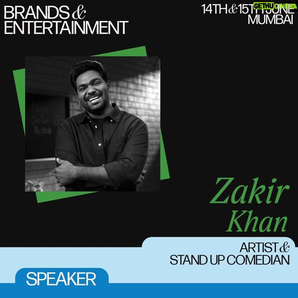 Zakir Khan Instagram - Our Phase 2 speakers at Brands & Entertainment are live and ready to inspire you. Meet Zakir Khan, India's beloved stand-up comedian who has taken the comedy scene by storm. From being crowned 'India's Best Stand Up' in a Comedy Central show to selling out auditorium shows in cities worldwide in 2022, his journey has been nothing short of incredible. Beyond the numbers and accolades, Zakir's true triumph lies in revolutionizing Indian comedy, empowering aspiring comedians to embrace their flaws and turn them into strengths. Join us at the Brands & Entertainment on the 14th and 15th June in Mumbai. Tickets Live 👉🏻 Link in bio. #ZakirKhan #StandUpComedy #IndianComedian #LaughOutLoud #ComedyRevolution #InspiringJourney