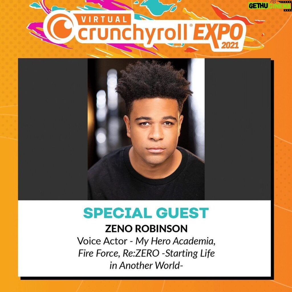 Zeno Robinson Instagram - Yo everyone!! I’m VERY blessed to announced that I’m gonna be at Virtual @crunchyrollexpo in August!!!! I’m VERY excited to be there as a guest, and can’t wait to have fun and celebrate anime with y’all! Registration is free at crunchyrollexpo.com! Can’t wait to kick it with y’all! It’ll be funnnnnnnnnn :) Thank you for having me! And shout out to @frishmaniac 🙏🏾 #vcrx #crunchyroll #crunchyrollexpo #anime #convention