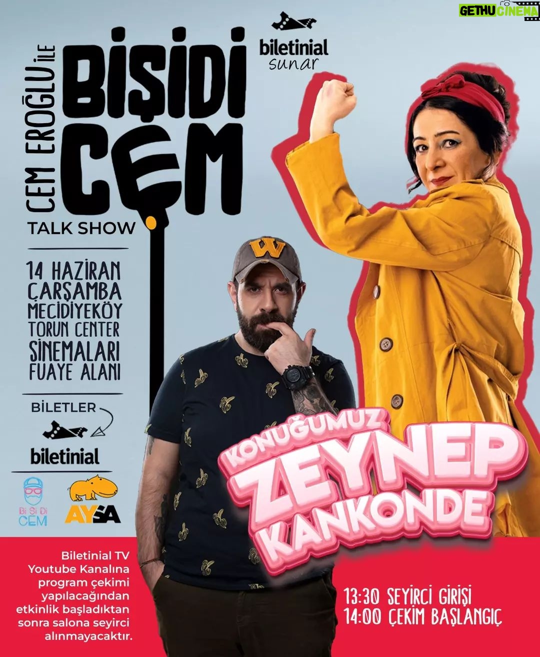 Zeynep Kankonde Instagram - BişidiCem Talk Show sadece ünlülerin değil, sizin de söz sahibi olduğunuz bir program. Sadece ünlü konuklarla yetinmiyoruz!Ne mi yapıyoruz? Değerli izleyicilerimizi de merkezimize alıyoruz! Evet, doğru duydunuz! Ha bizimle birliktesin ha evindesin. Aynı rahatlık ama bunda ünlü konuk var bir de ben varım var da var! Sizlerin sorularıyla ve katılımıyla gerçekten unutulmaz bir deneyim yaşayacağız. Merak ettiğiniz her şeyi sorma fırsatını yakalamak için sen de gel! Biletler @biletinial da… #cemeroğlu#bişidicem#talkshow#biletinial#toruncenter#etkinlik#zeynepkankonde